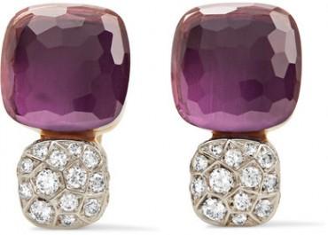 Pomellato - Nudo Solitaire 18-karat Rose Gold, Amethyst And Diamond Earrings