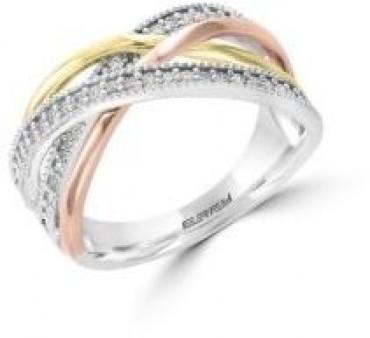 Final Call Diamond, 14K White, Yellow & Rose Gold Ring